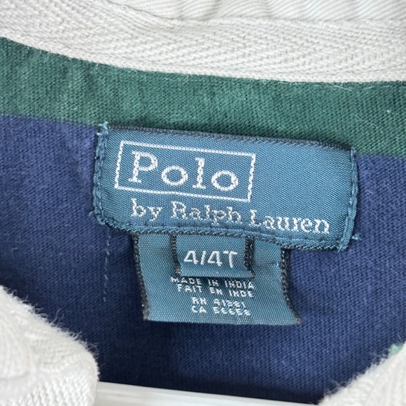 Polo Ralph Lauren Christmas Striped Rugby Shirt 4T Elbow Patches Collared Preppy - Picture 6 of 11
